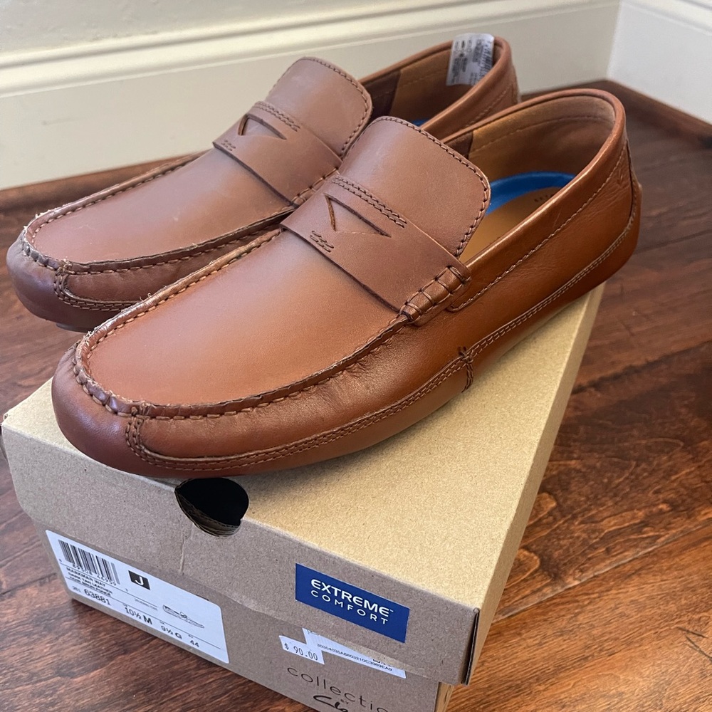 Clark’s Markman Way slip-on leather loafers size 10 1/2 M.